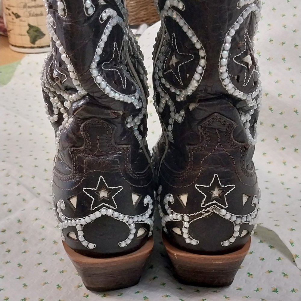 2947 Size 6B Leather Embellished Boots - Picture 5 of 12